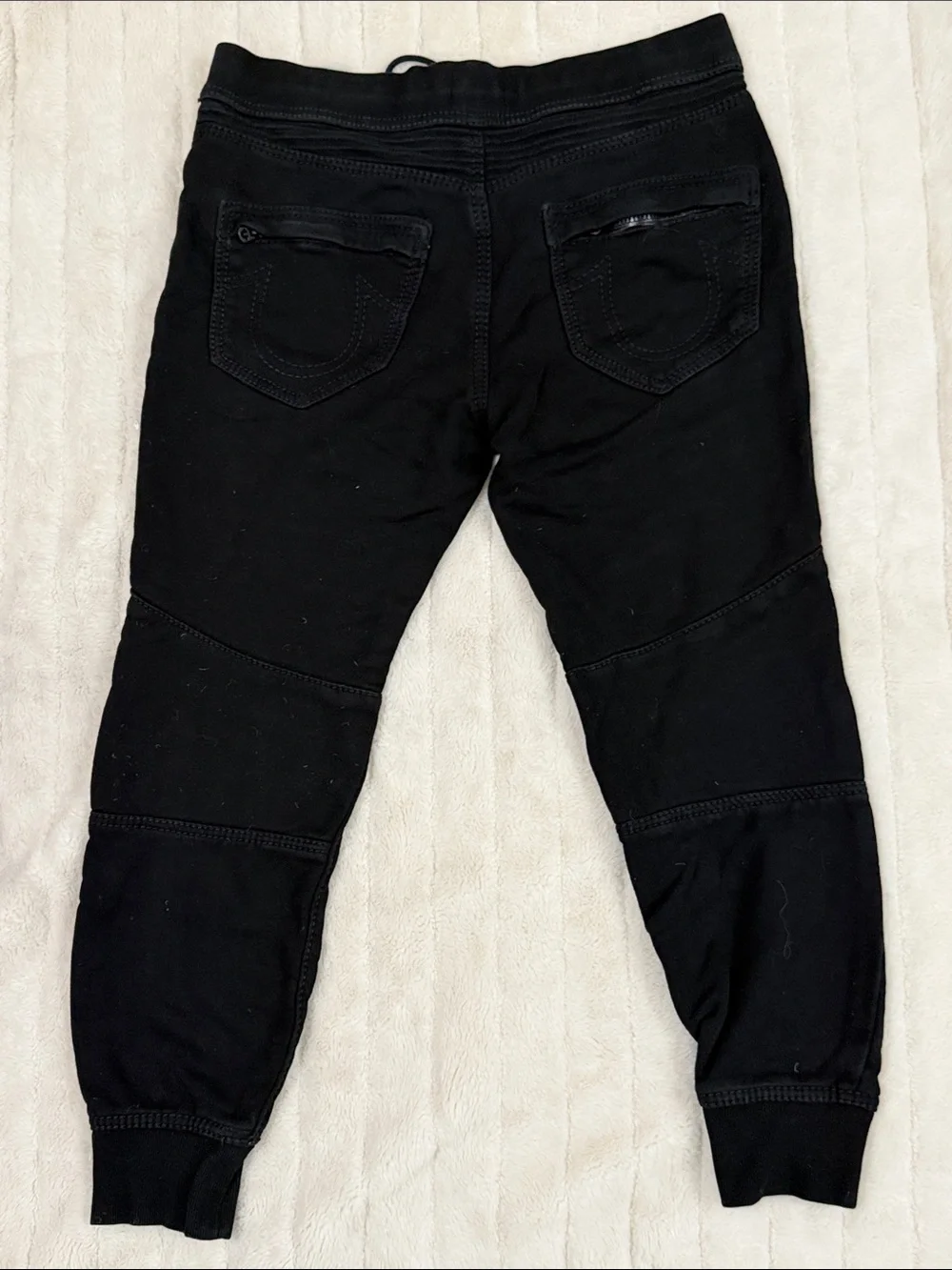 True Religion Black Ribbed Knee Jogger Sweatpants